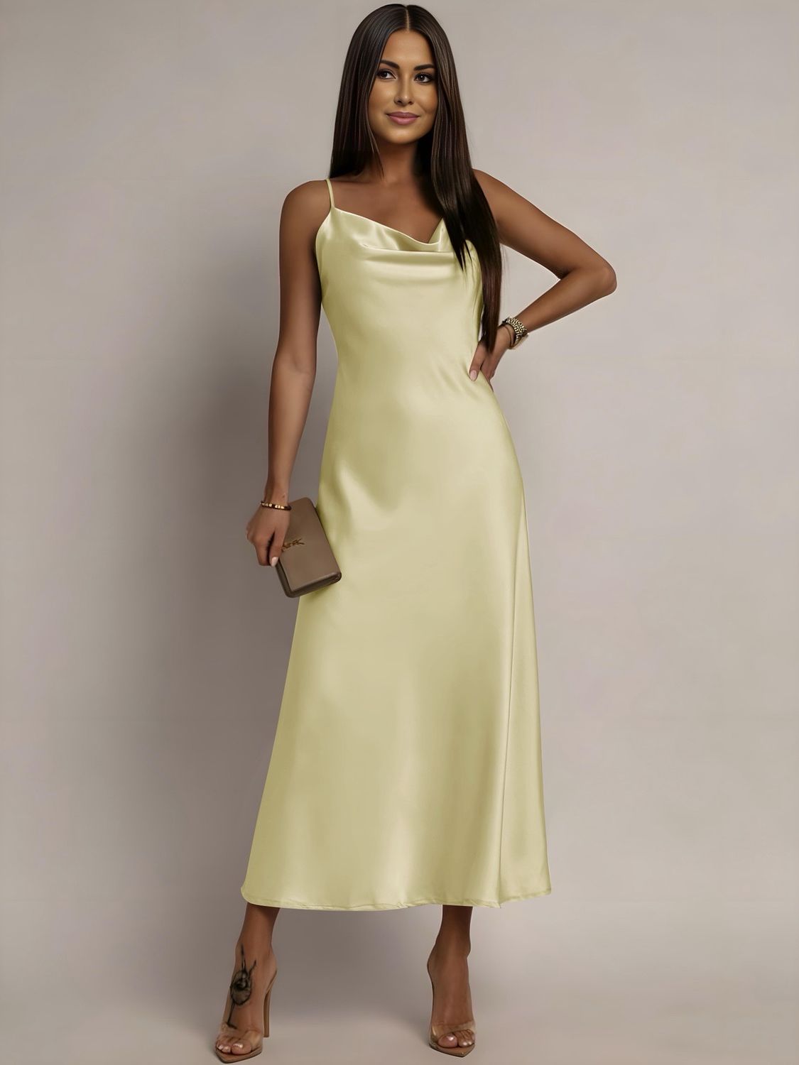 RAIN SATIN SLIP ON DRESS