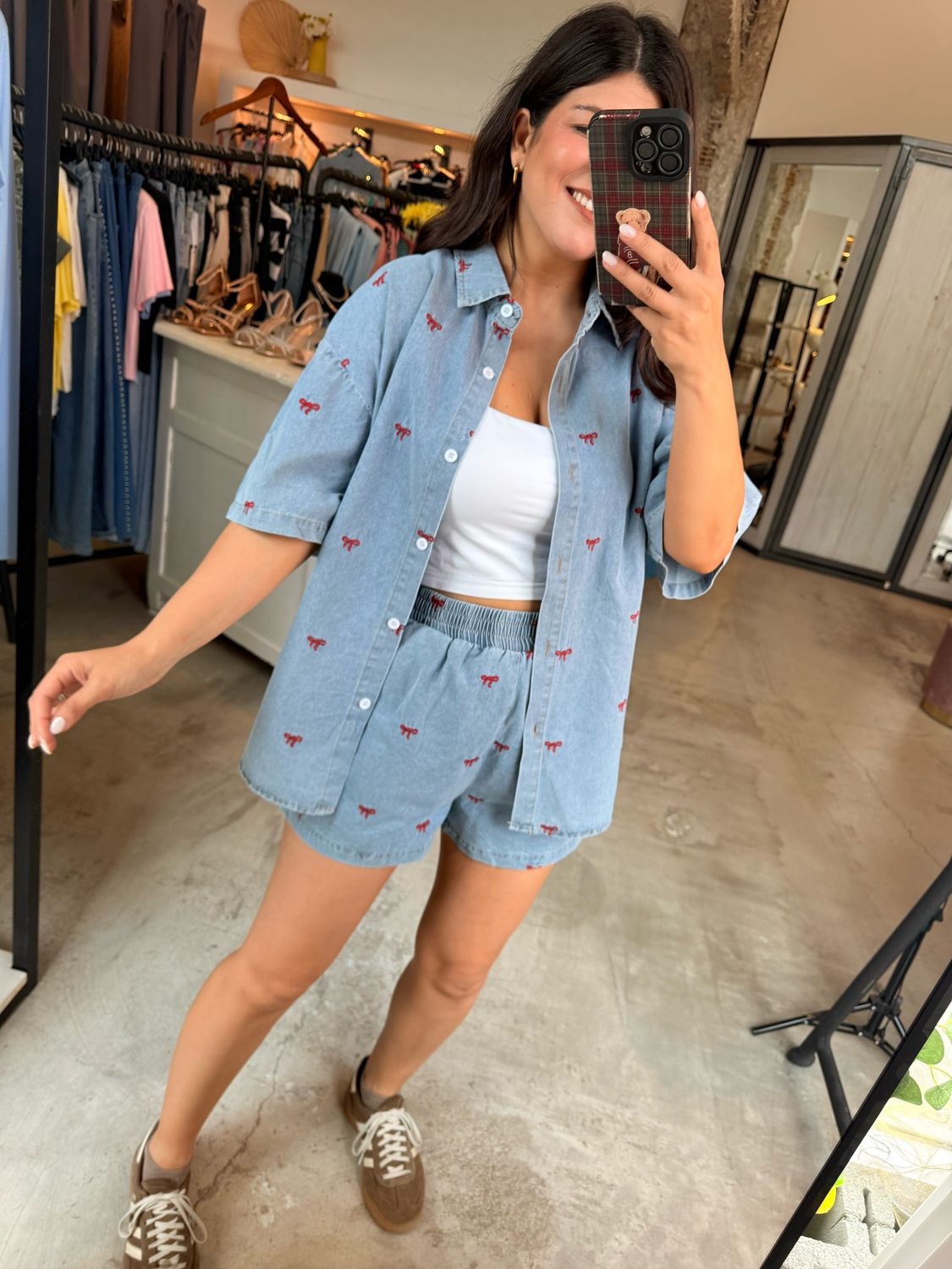 RED BOWS DENIM SET