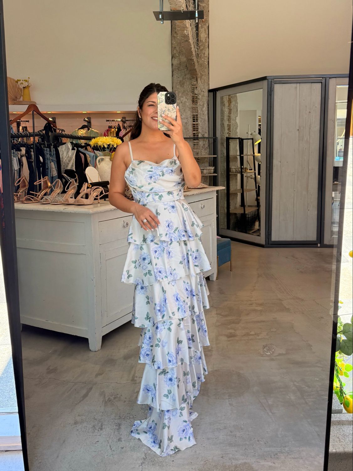 FLORAL RUFFLE MAXI DRESS