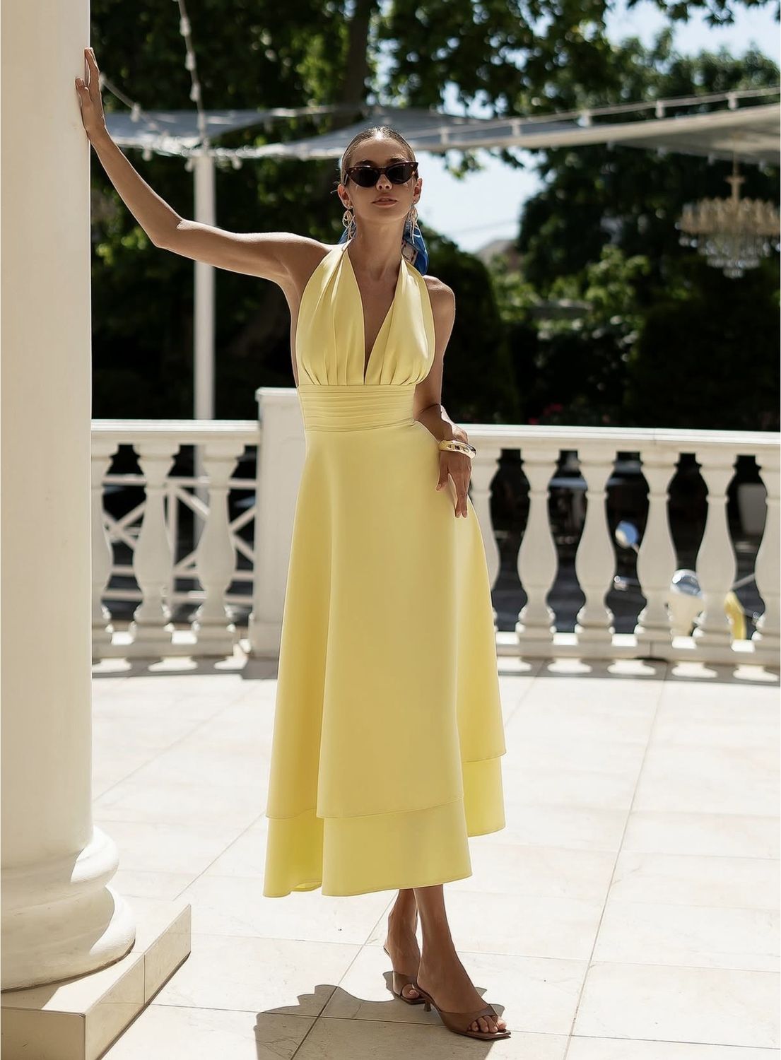 MIDI HALTER LAYERED DRESS