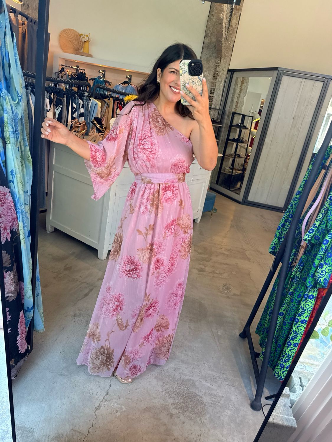 VICTORY ONE SHOULDER FLORAL DRESS