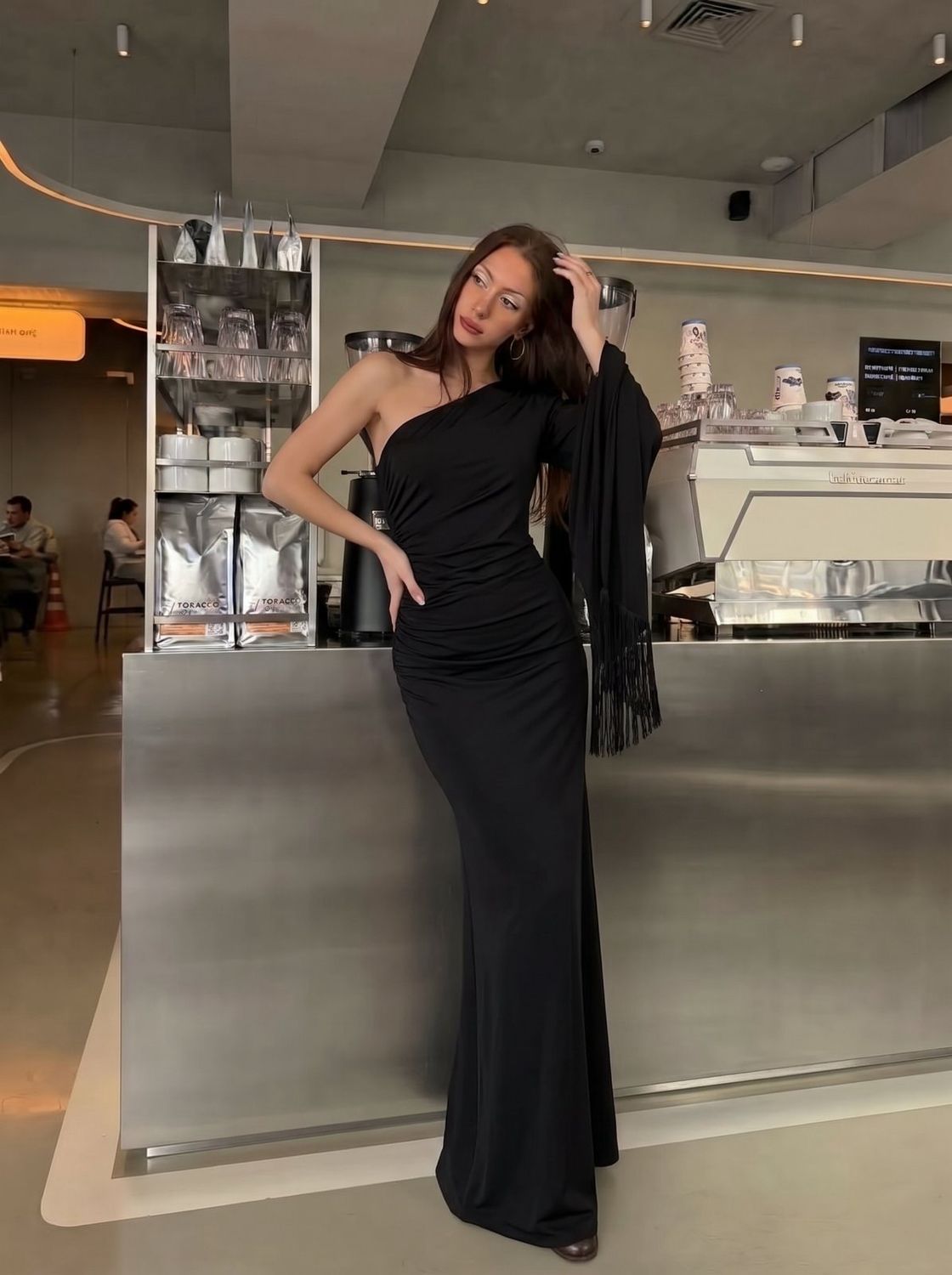 KEELY LYCRA ONE SHOULDER DRESS
