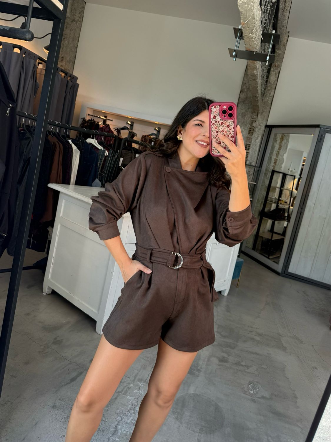 SUEDE PLAYSUIT