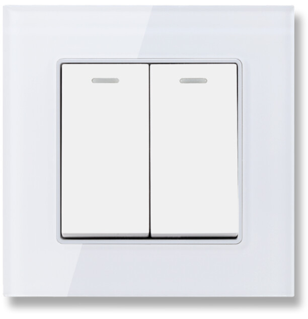 EIOMR EU UK Standard Wall Light Switch 2 Gang 1/2 Way Bedside 86mm*86mm Simple Style Large Panel Rocker Switch Switch 16A 250V