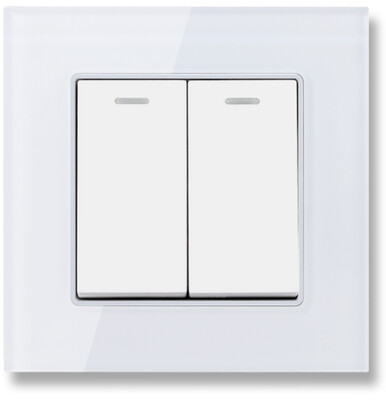 EIOMR EU UK Standard Wall Light Switch 2 Gang 1/2 Way Bedside 86mm*86mm Simple Style Large Panel Rocker Switch Switch 16A 250V