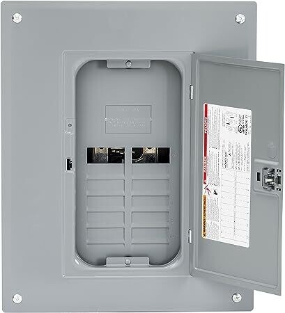 Square D - HOM1224L125PC Homeline Load Center with Cover, Gray, 125-Amp Convertible Main Lugs, 1-Phase, 12-Space 24-Circuit, Indoor, Plug-on Neutral Ready