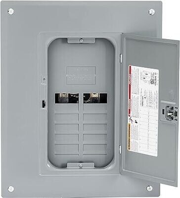 Square D - HOM1224L125PC Homeline Load Center with Cover, Gray, 125-Amp Convertible Main Lugs, 1-Phase, 12-Space 24-Circuit, Indoor, Plug-on Neutral Ready