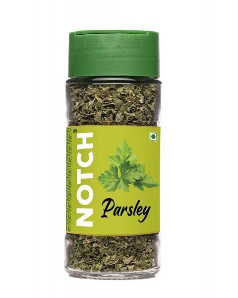 NOTCH Parsley Dried Leaves for Adding Flavor to Pizza, Salad, Soup & Pasta | Parsley Leaves | Glass Bottle | 8gm