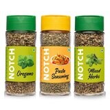 NOTCH® Seasoning for Pizza Pasta | Italian Herbs Seasonings &amp; Spices | Oregano 21gm, Red Chilli Flakes 8gm, Mixed Herbs 20gm | Glass Bottle