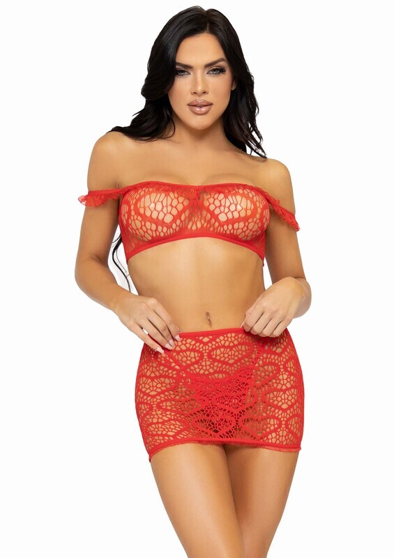 Leg Avenue - Off-the-shoulders Top, Rokje &amp; String