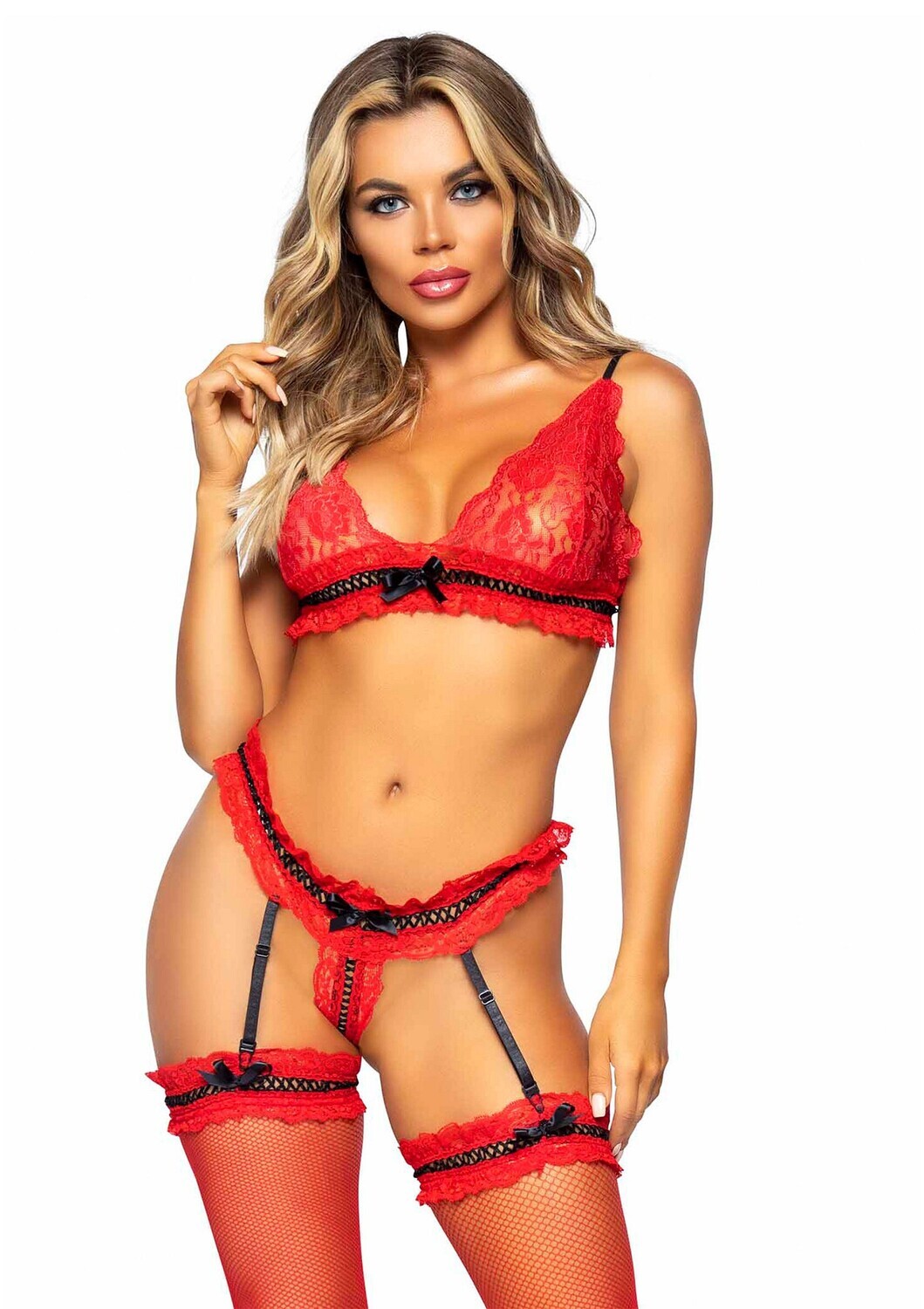 Leg Avenue - Bh, String en Kousen Set
