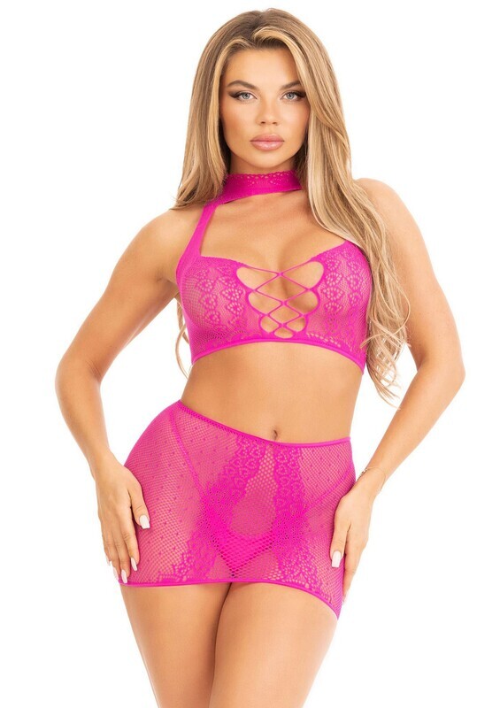 Leg Avenue - Halter Crop Top met Mini Rokje