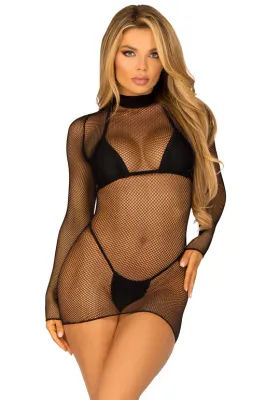 Leg Avenue - Visnet Jurk met Lange Mouwen