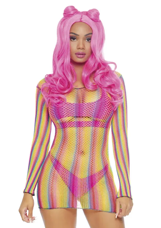 Leg Avenue - Regenboog Visnet Mini Jurk