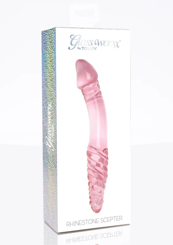 ToyJoy Glass Worxx Rhinestone Scepter Dildo - 23 cm