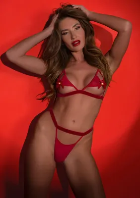 Daring Intimates Red Temptation Strik BH en Slip Set