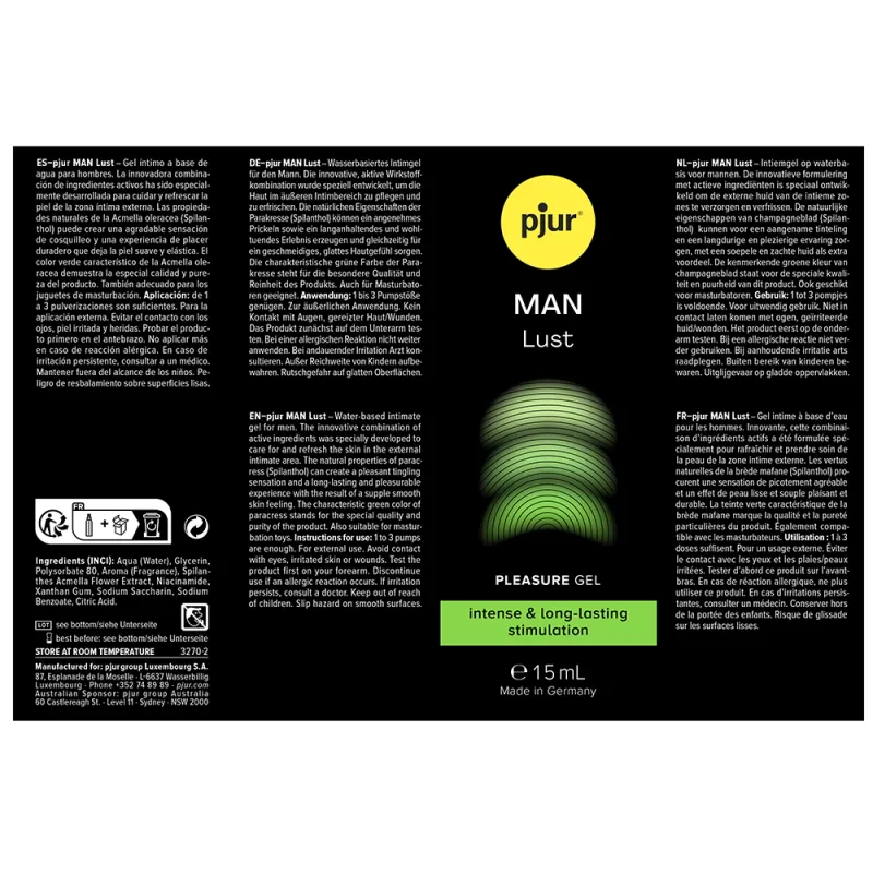 Pjur Man Lust Pleasure Gel - 15 ml