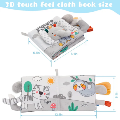 Baby Toys Jungle Sensory Book for Baby Touch and Feel Soft Book