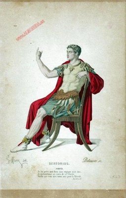 Grabado antiguo coloreado de Sertorius Pompee