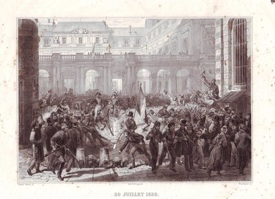 Antiguo Grabado al Acero: Revolución 30 de Julio de 1830