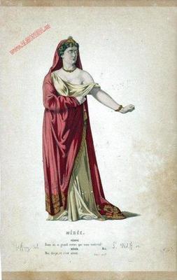 Grabado antiguo coloreado de Medee Nerine