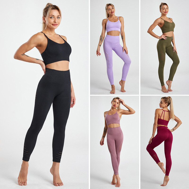 FlexPro Yoga Suit: Butt-Lifting Mesh Pants &amp; Hollow Bra