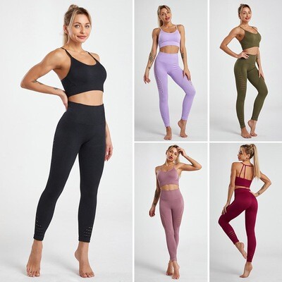 FlexPro Yoga Suit: Butt-Lifting Mesh Pants &amp; Hollow Bra