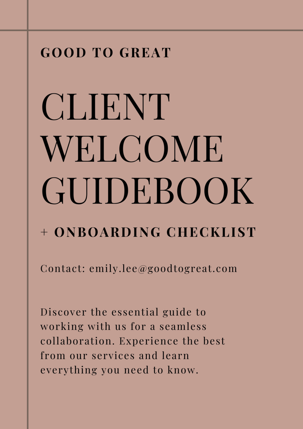 Client onboarding welcome book