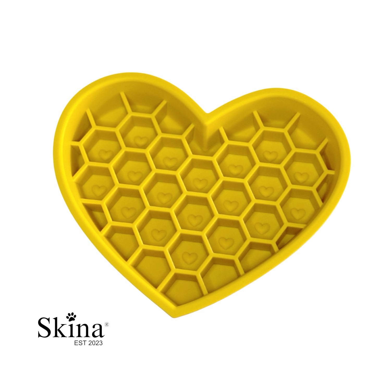 2-in-1 Herzschleckmatte Gelb Skina