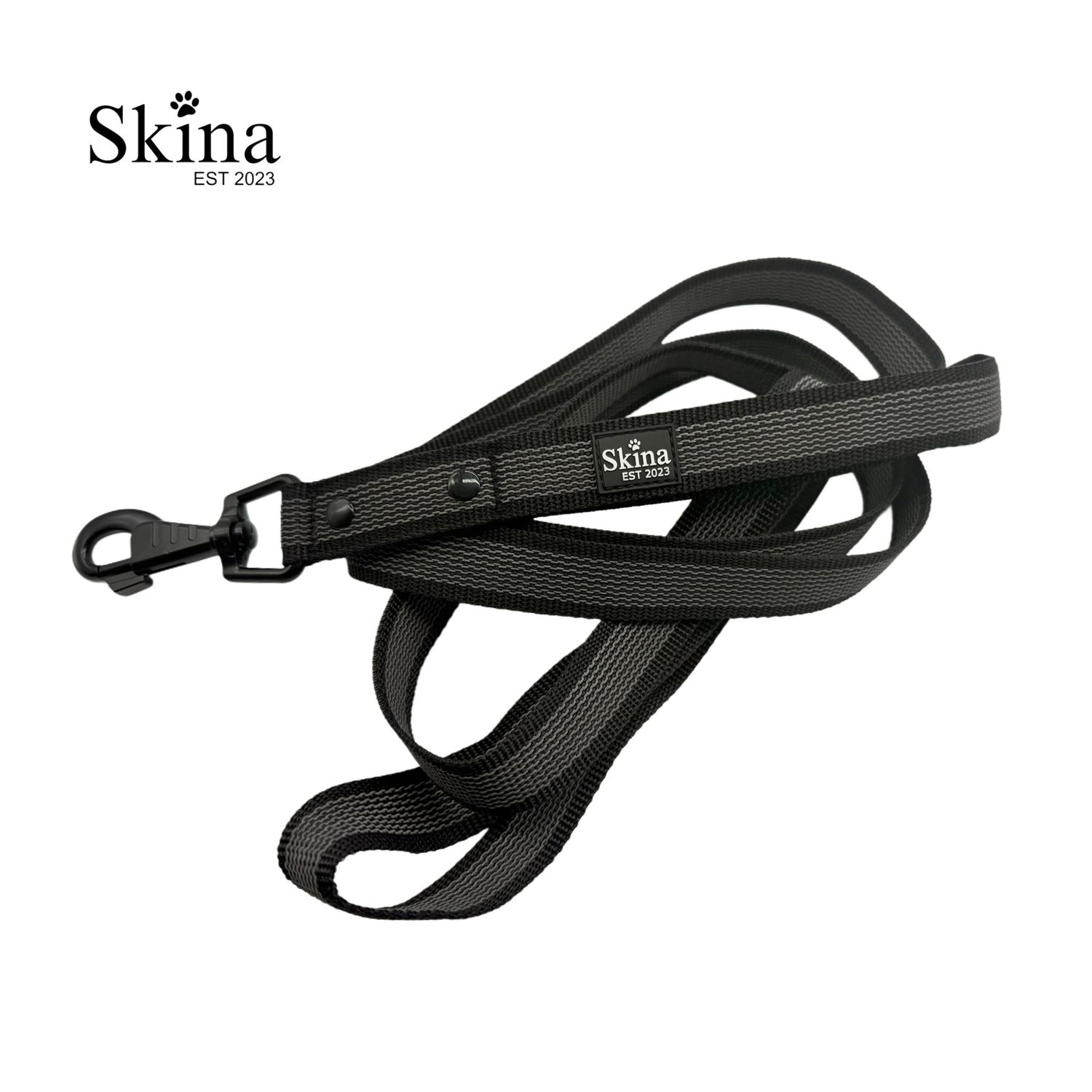 Skina Gummierte Hundeleine &quot;Schwarz/Schwarz&quot;