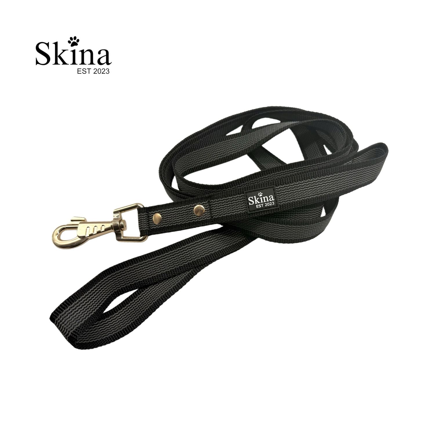 Skina Gummierte Hundeleine &quot;Schwarz/Gold&quot;