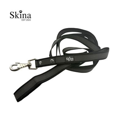 Skina Gummierte Hundeleine &quot;Schwarz/Silber&quot;