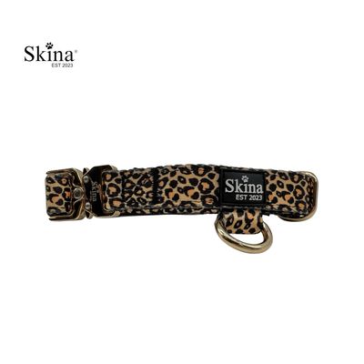 Skina Halsband für kleine Hunde "Leo Muster Gold"
