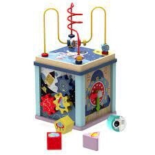 Leo &amp; Friends Toddler Wooden Space Activity Cube, 6-Piece Educational Play Set, and Puzzle