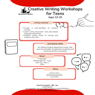 Creative Writing Workshops for Teens - April