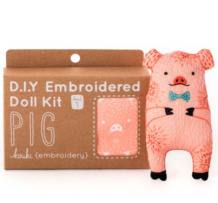 Embroidered Doll Kit: Pig (Level 1)