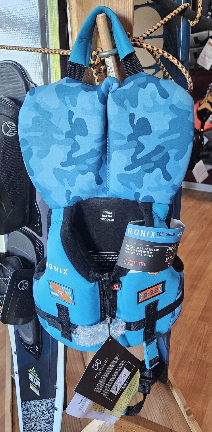 Ronix Boys CGA Life Vest Blue Camo (Up to 30lbs)