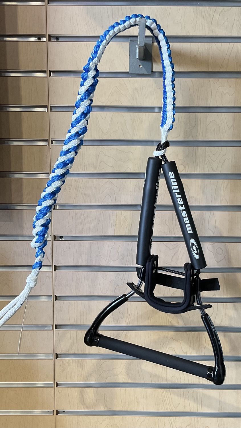 Masterline 12” Pro Trick Handle with Medium Toe Strap, Color: White/Royal Blue