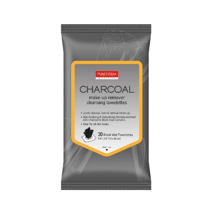 Purederm Charcoal Make-up Remover Cleansing Towelettes
