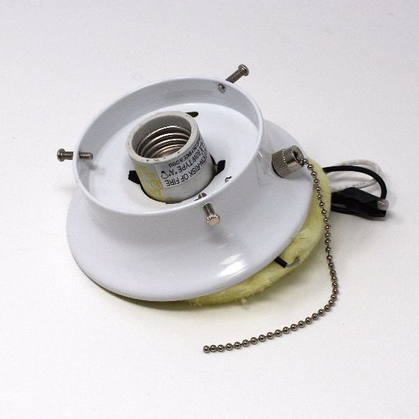 Ceiling Fixture Base Only W/ Pull Chain - White