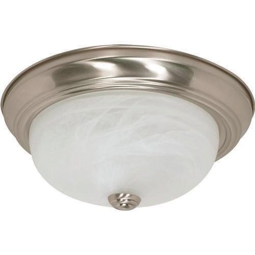 FLUSH 2 LIGHTS BN/ALABASTER GLASS