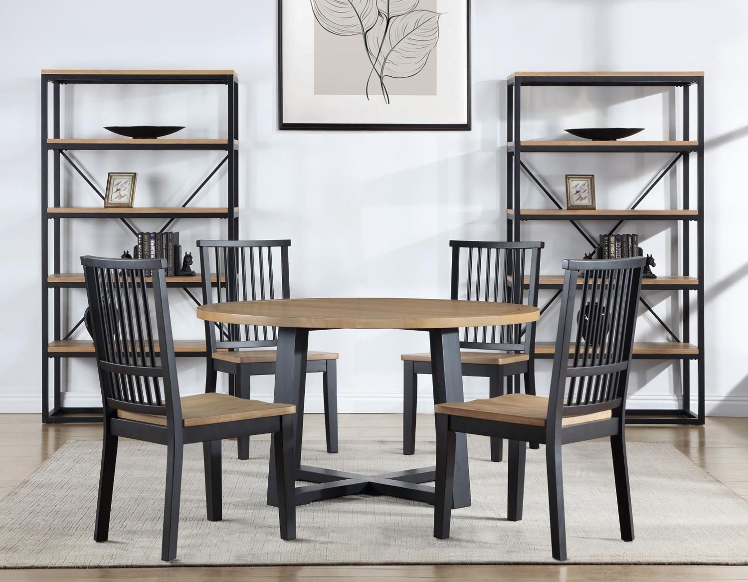 Magnolia Black Round Table Set