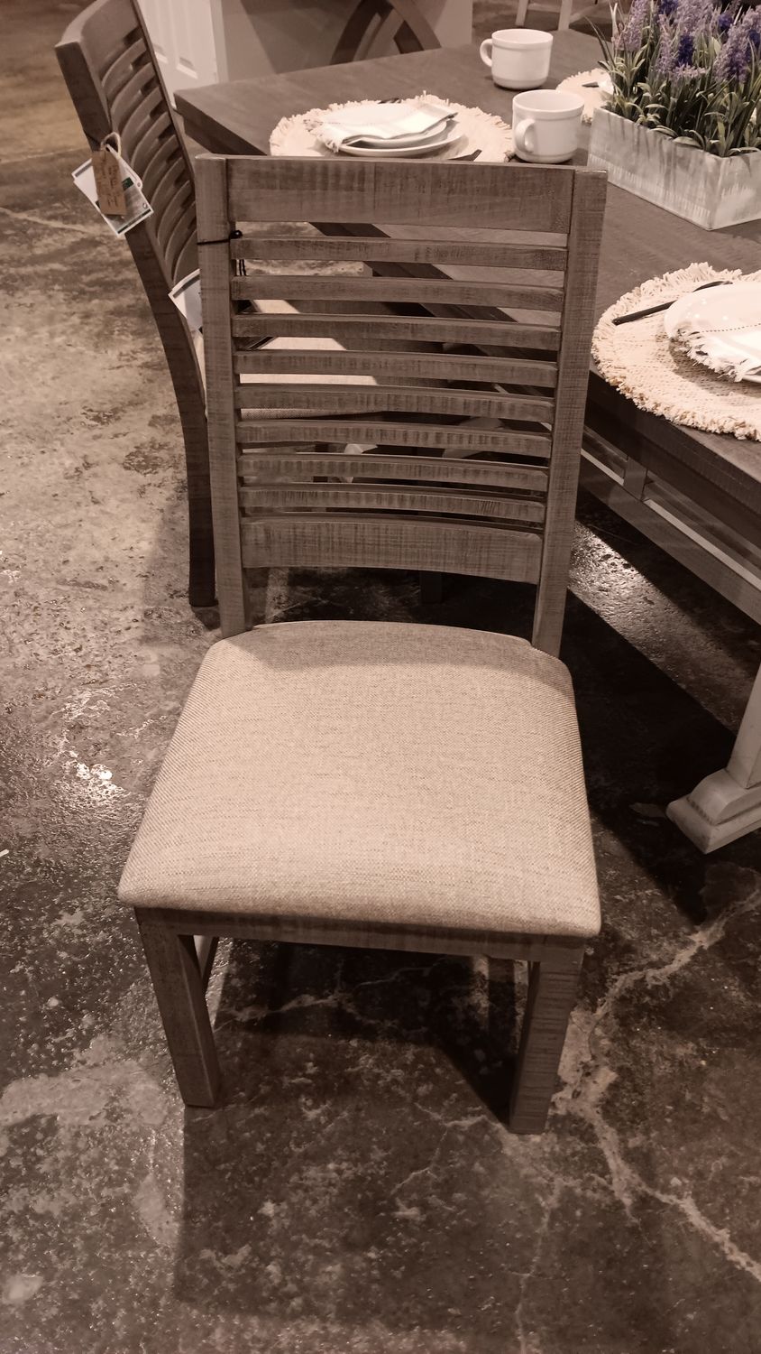 Grey Stone Ladder Back Chair