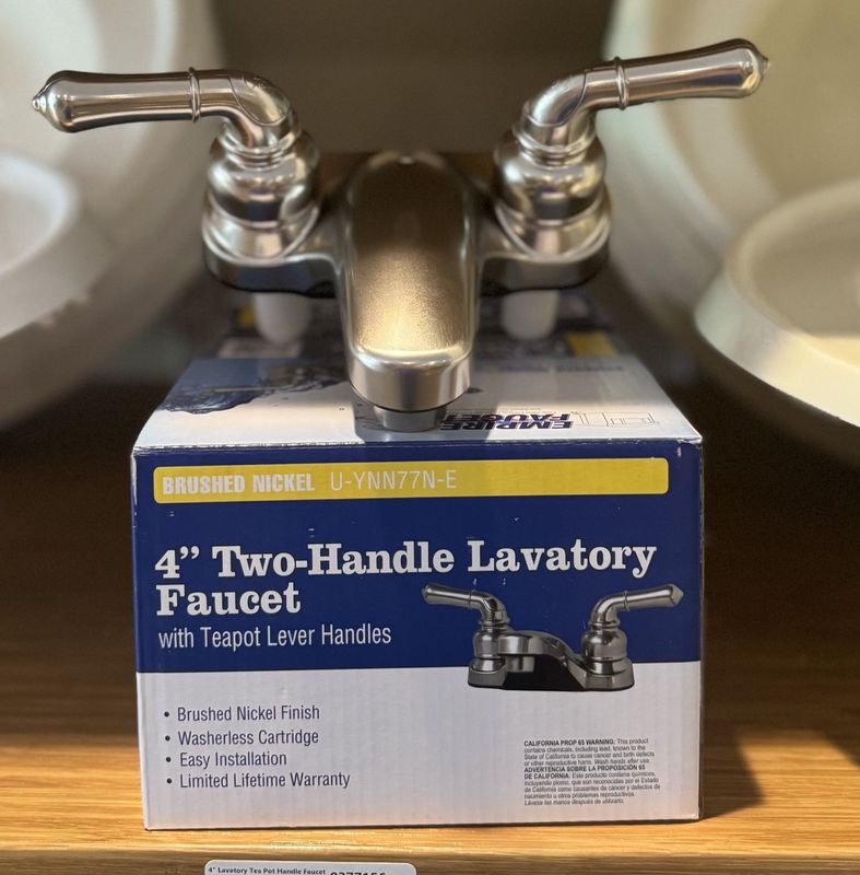 4" Lavatory Tea Pot Handle Faucet- Brushed Nickle