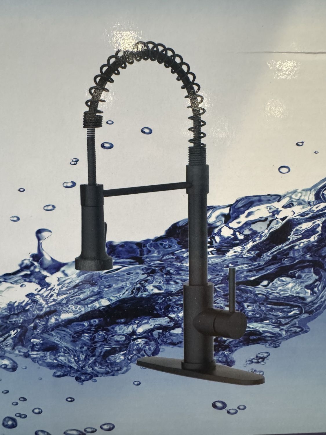 High Arch Coiled Kitchen Faucet-Black