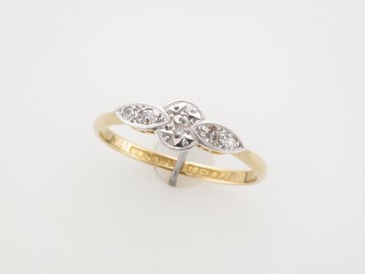 Victorian 18 carat gold and platinum five stone diamond ring