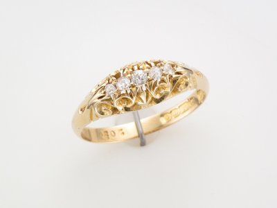 Ladies 18 carat five stone Victorian diamond ring