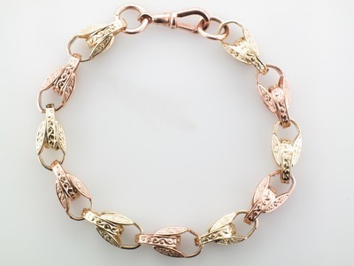 9 carat two colour gold tulip link bracelet