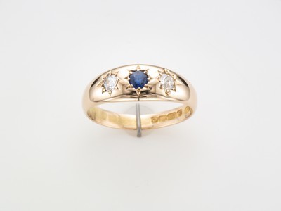 18 carat diamond and sapphire ring