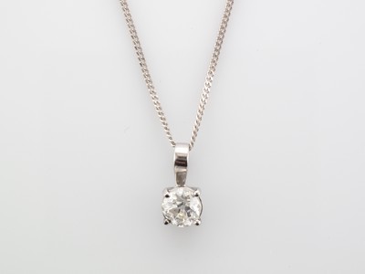Ladies 18 carat white gold old mine cut diamond pendant and chain
